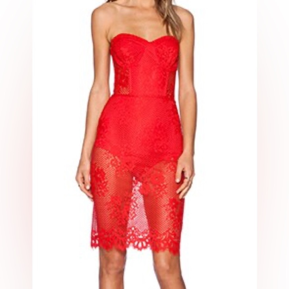For Love and Lemons Strapless Red dress never worn